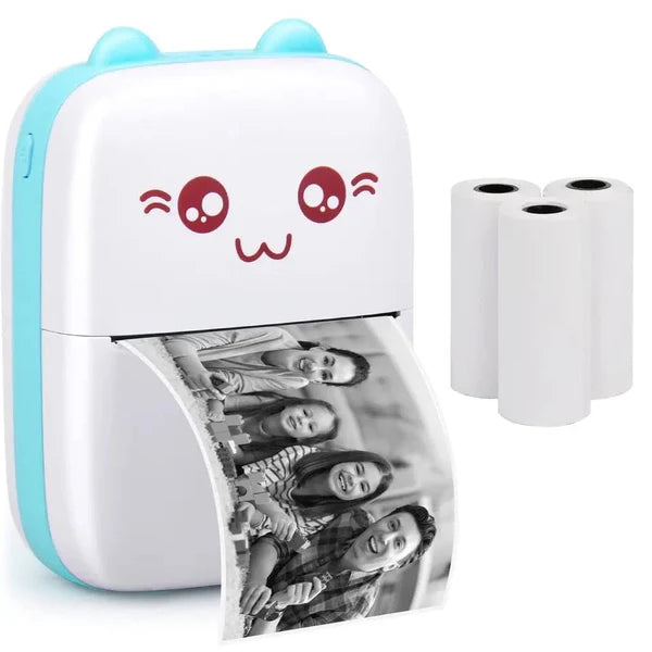 Meow Pocket Printer, Mini Bluetooth Photo Printer, Pocket Printer With Thermal Paper Roll, Thermal Printer Compatible with Android or iOS APP,