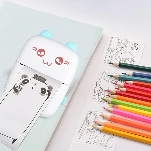 Meow Pocket Printer, Mini Bluetooth Photo Printer, Pocket Printer With Thermal Paper Roll, Thermal Printer Compatible with Android or iOS APP,