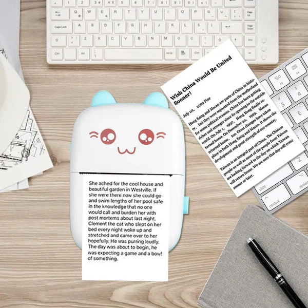 Meow Pocket Printer, Mini Bluetooth Photo Printer, Pocket Printer With Thermal Paper Roll, Thermal Printer Compatible with Android or iOS APP,